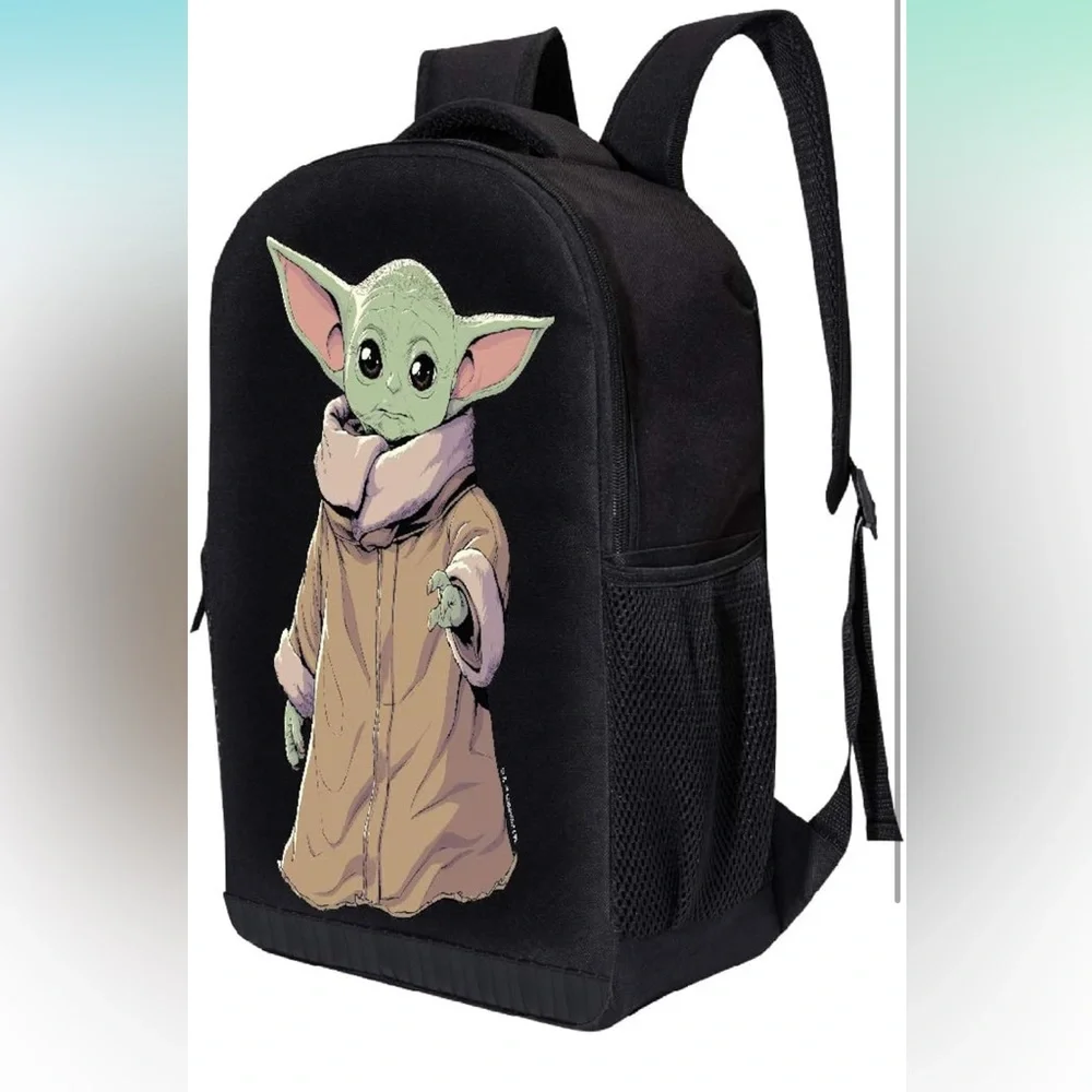 STAR WARS BLACK MANDALORIAN CHILD STANDING‎ 18 INCH MESH PADDED LAPTOP BACKPACK